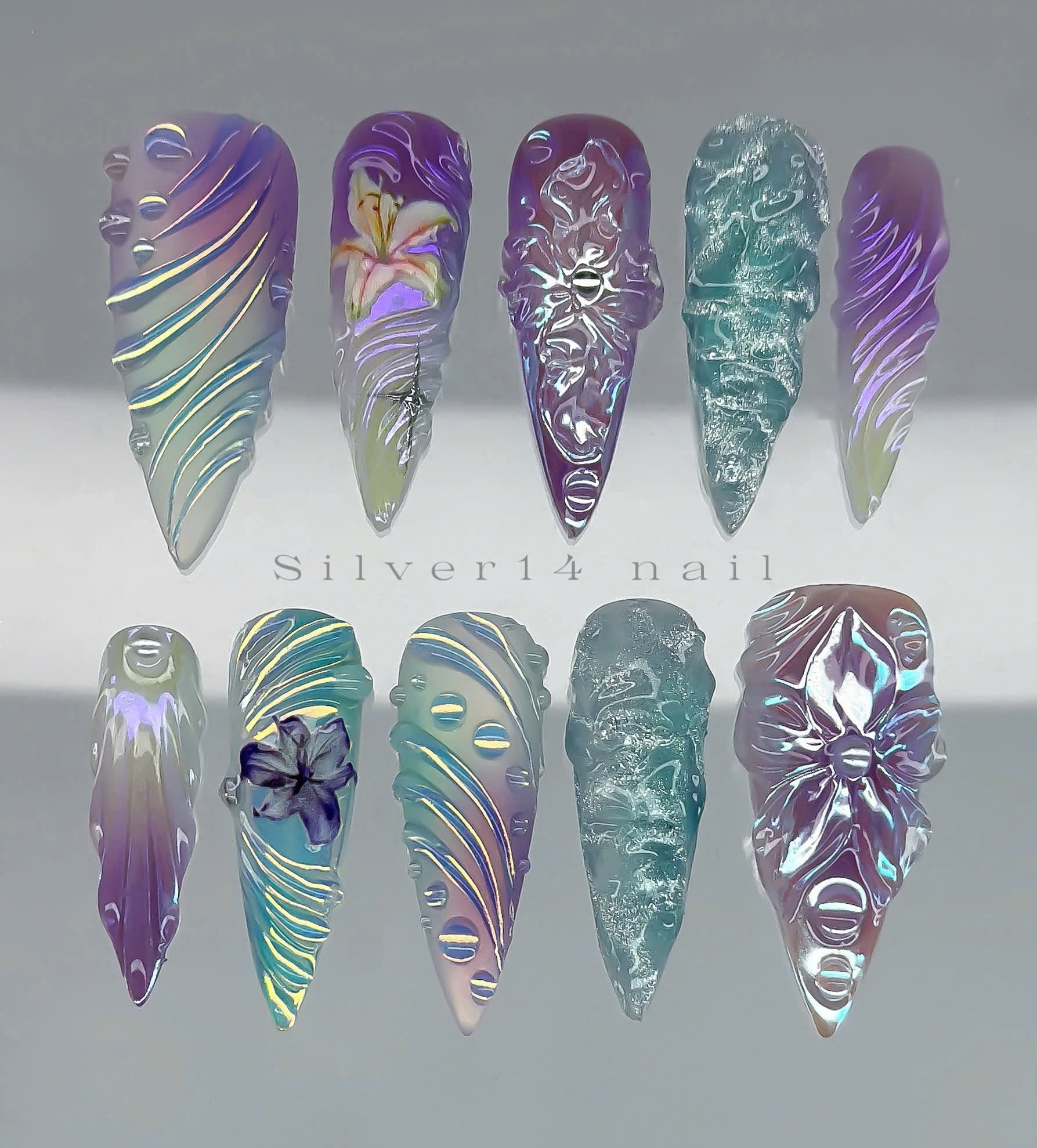 Iridescent Dreamscape 3D Press-on Nails (45)