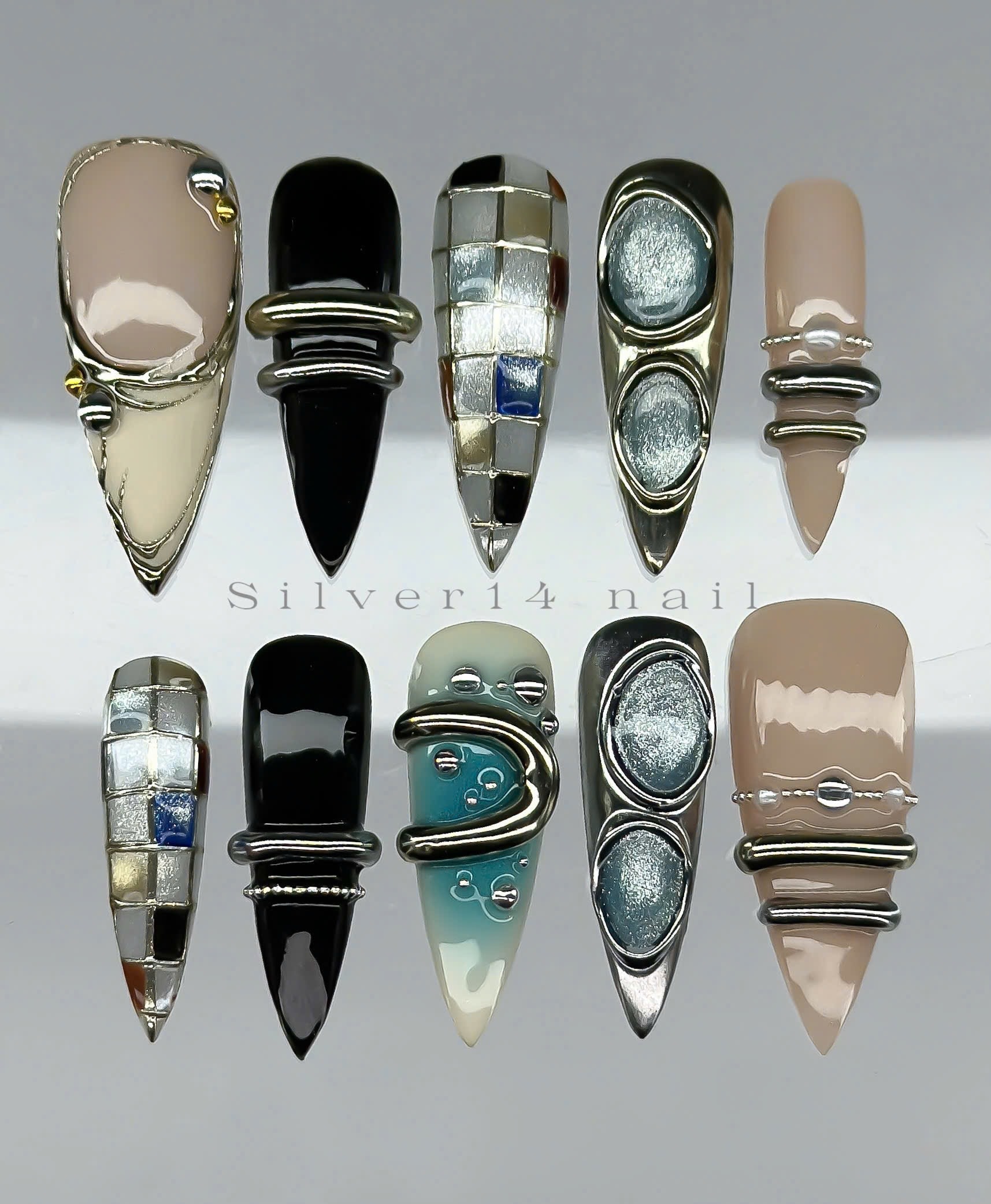 Industrial Chic Mosaic Press-on Nails (47)